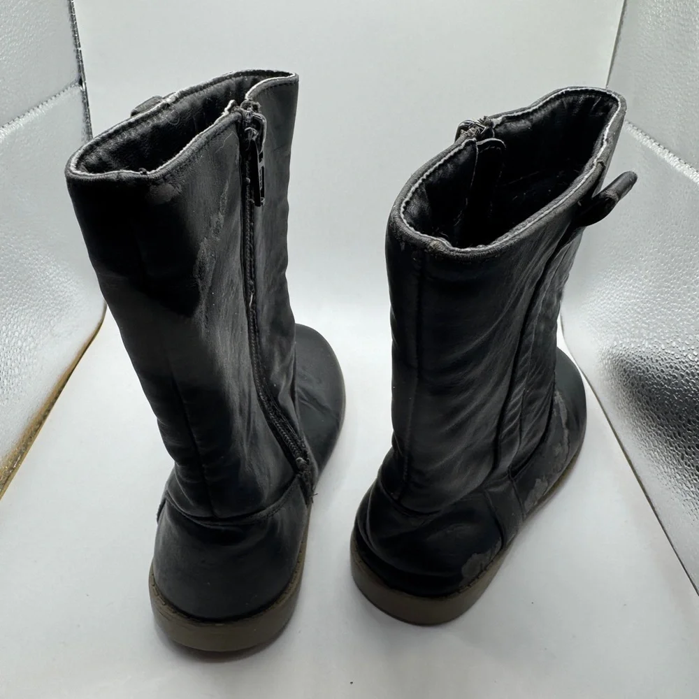 Toddler Girl Size 10 Pleather Black Boots